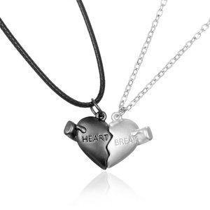 Elegant Streetwear Heart Shape Silver Plating Pendant Dual Partner Necklace